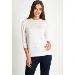 Bluzka ecru w jasne groszki QUIOSQUE. Szare bluzki longsleeves QUIOSQUE, s, w geometryczne wzory, z tkaniny, z kominem. W wyprzedaży za 69,99 zł.