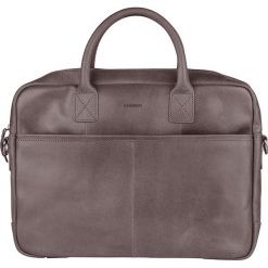 Torby na laptopa: Skórzana torebka w kolorze szarym na laptop – 40 x 29 x 5 cm