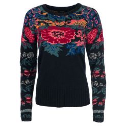 Desigual Sweter Damski Tulipan M, Czarny. Czarne swetry damskie marki Desigual, m, bez wzorów, z materiału, z długim rękawem, długie, bez kaptura. W wyprzedaży za 414,00 zł.