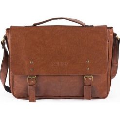 TORBA MĘSKA NA RAMIĘ SOLIER CAMEL. Brązowe aktówki męskie Solier, w paski, z jeansu, vintage. Za 159,00 zł.