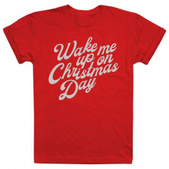 Christmas T-Shirt T-Shirt Damski Wake Me Up On Christmas Day Xl Czerwony. Czerwone koszulki damskie Christmas T-Shirt, xl, bez wzorów, bez kołnierzyka, bez rękawów. W wyprzedaży za 38,00 zł.