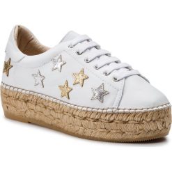 Espadryle EVA MINGE - EM-14-05-000102 602. Białe espadryle damskie Eva Minge, bez wzorów, ze skóry, bez obcasa, na koturnie. W wyprzedaży za 329,00 zł.
