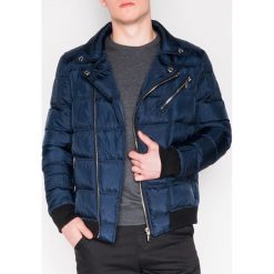 KURTKA MĘSKA ZIMOWA PIKOWANA C373 - GRANATOWA. Niebieskie kurtki męskie marki Ombre Clothing, na zimę, s, z poliesteru. Za 109,00 zł.
