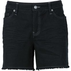 Krótkie spodenki twillowe z postrzępionymi nogawkami bonprix czarny. Czarne bermudy damskie bonprix. Za 59,99 zł.
