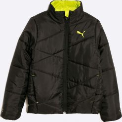 Puma - Kurtka dziecięca 128-176 cm. Czarne kurtki męskie Puma, bez wzorów, z poliesteru, krótkie, bez kaptura. W wyprzedaży za 139,90 zł.