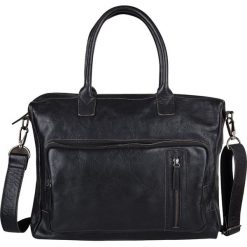 Skórzana torba biznesowa "Medford" w kolorze czarnym - 40 x 33 x 10 cm. Czarne torby na laptopa Cowboys Bags & Belts, w paski, ze skóry, na ramię. W wyprzedaży za 513,95 zł.