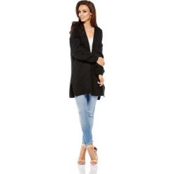 Czarny Miękki Sweter Bez Zapięcia. Czarne piżamy damskie marki Molly.pl, uniwersalny, bez wzorów, ze splotem, eleganckie, bez rękawów, bez kaptura. Za 159,90 zł.