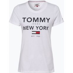 Tommy Jeans - T-shirt damski, biały. Białe t-shirty damskie Tommy Jeans, xs, z nadrukiem, z jeansu, bez kołnierzyka. Za 179,95 zł.