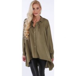 Khaki koszula na co dzień oversize 0221. Brązowe koszule damskie Fasardi, na co dzień, s, bez wzorów, bez kołnierzyka, bez rękawów. Za 149,00 zł.