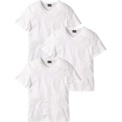 T-shirt bonprix 3x biały. Białe koszulki męskie bonprix, s, bez wzorów, z dekoltem w serek, bez rękawów. Za 74,97 zł.