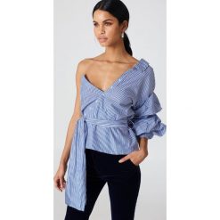 Paski damskie: Hot & Delicious Top w paski na jedno ramię – Multicolor,Navy