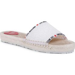 Espadryle LOVE MOSCHINO - JA28062G0AJA0100 Bianco. Białe espadryle damskie Love Moschino, bez wzorów, ze skóry, bez obcasa. W wyprzedaży za 599,00 zł.
