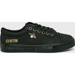 Big Star - Tenisówki. Czarne trampki i tenisówki damskie BIG STAR, bez wzorów, ze skóry, na sznurówki. W wyprzedaży za 59,90 zł.