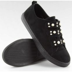 Trampki z perełkami l1078 BLACK. Czarne sneakersy damskie obuwie damskie, z tkaniny. Za 49,95 zł.
