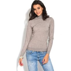 Sweter w kolorze szarobrązowym. Szare swetry damskie William de Faye, bez wzorów, z kaszmiru, bez rękawów, bez kaptura. W wyprzedaży za 109,95 zł.
