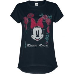 Myszka Miki i Minnie Minnie Mouse - Floral Koszulka damska czarny. Czarne bluzki damskie marki Myszka Miki i Minnie, l, z nadrukiem, z materiału, z okrągłym kołnierzem, z krótkim rękawem. Za 56,90 zł.