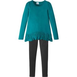 Legginsy dziewczęce: Shirt + legginsy (2 części) bonprix turkusowo-kobaltowy – czarny