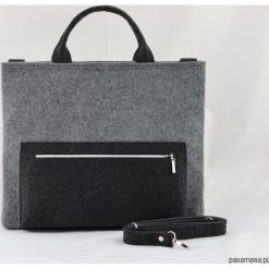 Duża Filcowa Torebka - Laptopówka Minimalizm. Szare shopper bag damskie marki Pakamera, duże. Za 139,00 zł.