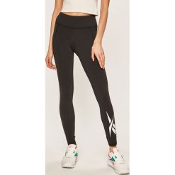 Reebok - Legginsy. Czarne spodnie damskie Reebok, s, z nadrukiem, z elastanu. Za 199,90 zł.