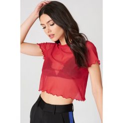 NA-KD Krótki siateczkowy T-shirt - Red. Czerwone t-shirty damskie NA-KD. Za 80,95 zł.