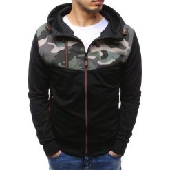 Bluzy męskie: Bluza męska rozpinana z kapturem czarna (bx3487)