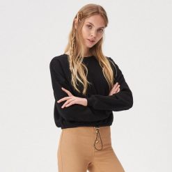 Bluza ze ściągaczem - Czarny. Czarne bluzy damskie Sinsay, xl, bez wzorów, bez rękawów, bez kaptura. Za 39,99 zł.
