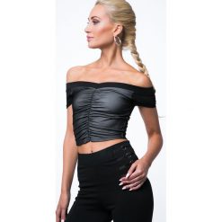 Top carmen czarny ZZ230. Czarne bluzki damskie Fasardi, s, bez wzorów, bez kołnierzyka. Za 39,00 zł.