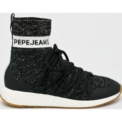 Pepe Jeans - Buty Koko. Czarne buty sportowe damskie Pepe Jeans, bez wzorów, z jeansu, sportowe. W wyprzedaży za 269,90 zł.