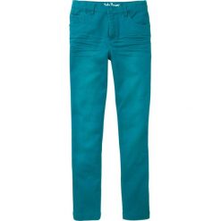 Spodnie twillowe Slim Fit bonprix morski turkusowy. Niebieskie spodnie chłopięce bonprix, bez wzorów. Za 74,99 zł.