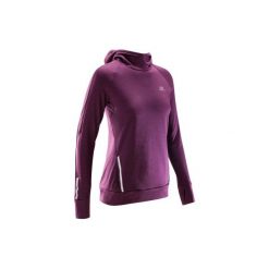 Bluza do biegania RUN WARM HOOD damska. Niebieskie bluzy rozpinane damskie KALENJI, z długim rękawem, długie. Za 69,99 zł.
