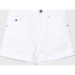 Tommy Hilfiger - Szorty dziecięce 140-176 cm. Białe spodenki dziewczęce TOMMY HILFIGER, bez wzorów, z elastanu, casualowe. W wyprzedaży za 169,90 zł.