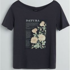 T-shirt z bawełny i modalu - Szary. Szare t-shirty damskie Reserved, s, bez wzorów, z bawełny, bez kołnierzyka. W wyprzedaży za 19,99 zł.