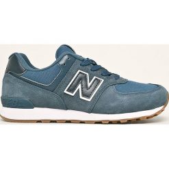 New Balance - Buty dziecięce GC574PRN. Niebieskie trampki chłopięce New Balance, bez wzorów, ze skóry, sportowe, na sznurówki. W wyprzedaży za 219,90 zł.