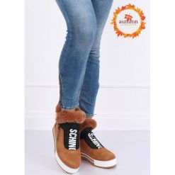 Trampki ocieplane brązowe NB311 CAMEL. Pomarańczowe buty sportowe damskie z aplikacjami, z tkaniny, eleganckie. Za 113,61 zł.