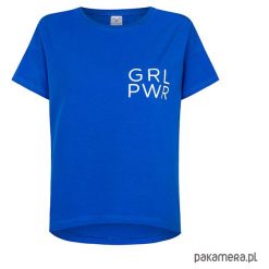 T-shirt basic chaber GRL PWR. Niebieskie t-shirty damskie Pakamera, z nadrukiem, z bawełny. Za 120,00 zł.