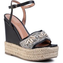 Espadryle TWINSET - Sandalo 201TCT020 Nero 00006. Czarne espadryle damskie Twinset, bez wzorów, ze skóry, bez obcasa, na obcasie. W wyprzedaży za 1279,00 zł.