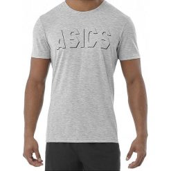 Koszulka funkcyjna w kolorze szarym. Szare koszulki męskie Asics, s, z nadrukiem, z materiału, z okrągłym kołnierzem, bez rękawów. W wyprzedaży za 59,95 zł.