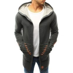 Bluzy męskie: Bluza męska rozpinana z kapturem antracytowa (bx3240)