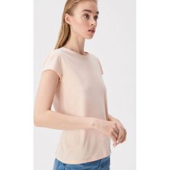 Bawełniany t-shirt basic - Beżowy. Brązowe t-shirty damskie Sinsay, s, bez wzorów, z bawełny, bez kołnierzyka. Za 19,99 zł.
