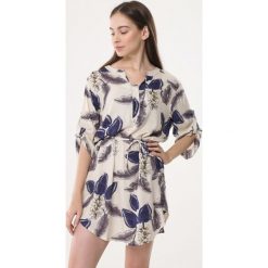 Kremowa Tunika Synonym. Brązowe tuniki damskie Born2be, xl, w paski, bez kołnierzyka, bez rękawów. Za 59,99 zł.