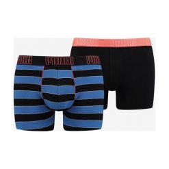 Puma 2-pack Bokserki Czarny Niebieski. Niebieskie bokserki męskie Puma, w paski, z elastanu. Za 85,95 zł.
