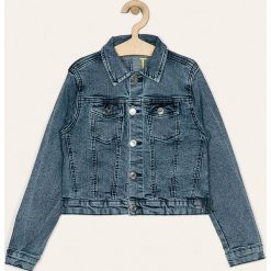 Guess Jeans - Kurtka dziecięca 118-175 cm. Niebieskie kurtki dziewczęce z aplikacjami, z bawełny, krótkie. Za 299,90 zł.