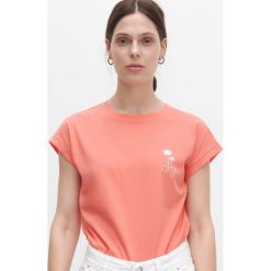T-shirt z bawełny organicznej - Pomarańczowy. Pomarańczowe t-shirty damskie Reserved, s, bez wzorów, z bawełny, bez kołnierzyka. W wyprzedaży za 19,99 zł.