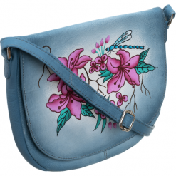 Piękna torebka folk ręcznie malowana skóra handmade. Torebki klasyczne damskie Merg Selection, w paski, z tkaniny, klasyczne, na ramię, bez dodatków. Za 225,90 zł.