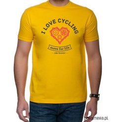 Koszulka T-SHIRT. I love cycling. Pomarańczowe t-shirty męskie z nadrukiem Pakamera, m. Za 85,00 zł.