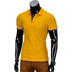 KOSZULKA MĘSKA POLO BEZ NADRUKU S758 - ŻÓŁTA. Żółte koszulki polo męskie marki Ombre Clothing, m, z nadrukiem. Za 39,00 zł.