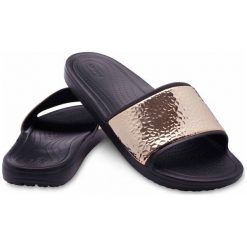 Kapcie damskie: Crocs Damskie Kapcie Sloane Hammered Met Slide W Czarny/Złoty (36,5)