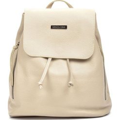 Plecaki damskie: Skórzany plecak w kolorze beżowym – (S)32 x (W)34 x (G)12 cm