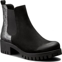 Sztyblety KARINO - 1426/115-F Czarny/Srebro. Fioletowe botki damskie na obcasie marki Karino, ze skóry. Za 289,00 zł.