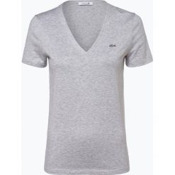 Lacoste - T-shirt damski, szary. Szare t-shirty damskie Lacoste, z aplikacjami, bez kołnierzyka. Za 199,95 zł.